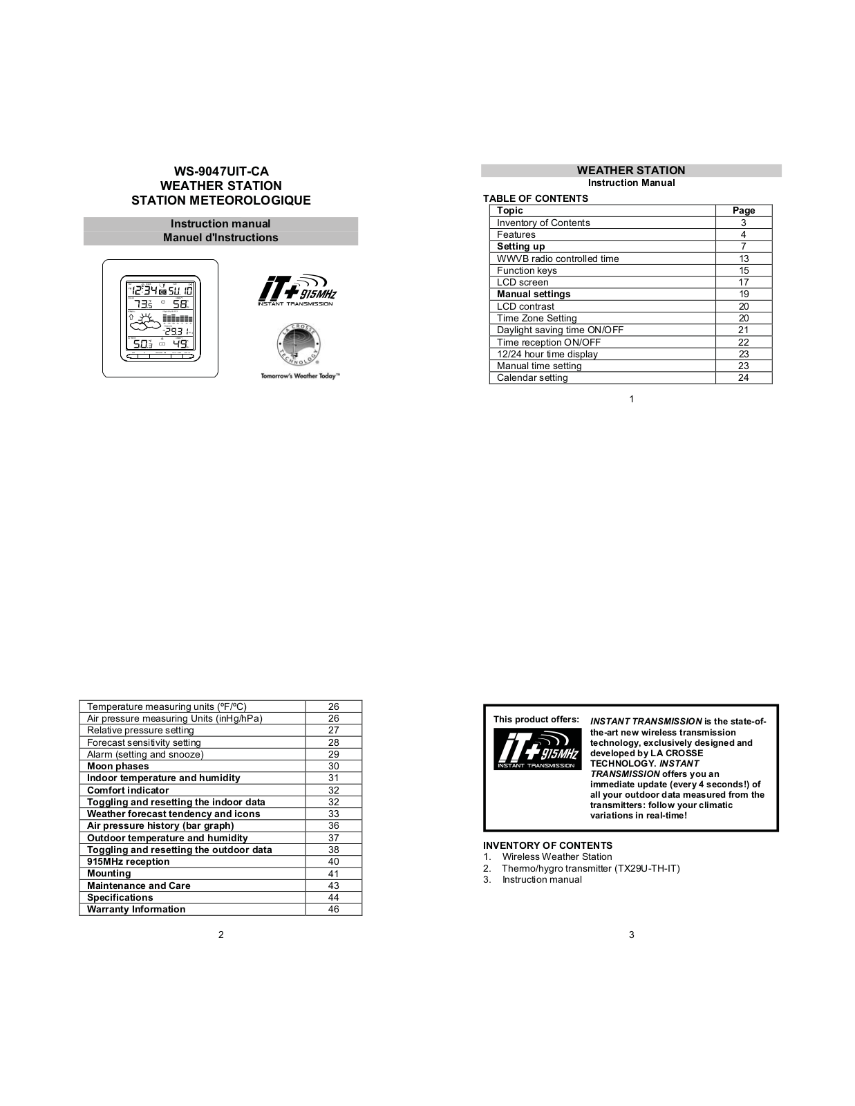 La Crosse Technology WS-9047UIT-CA User Manual