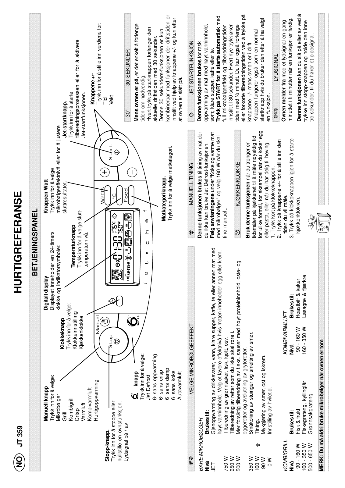 Whirlpool JT 359 black, JT 359 alu Quick reference guide