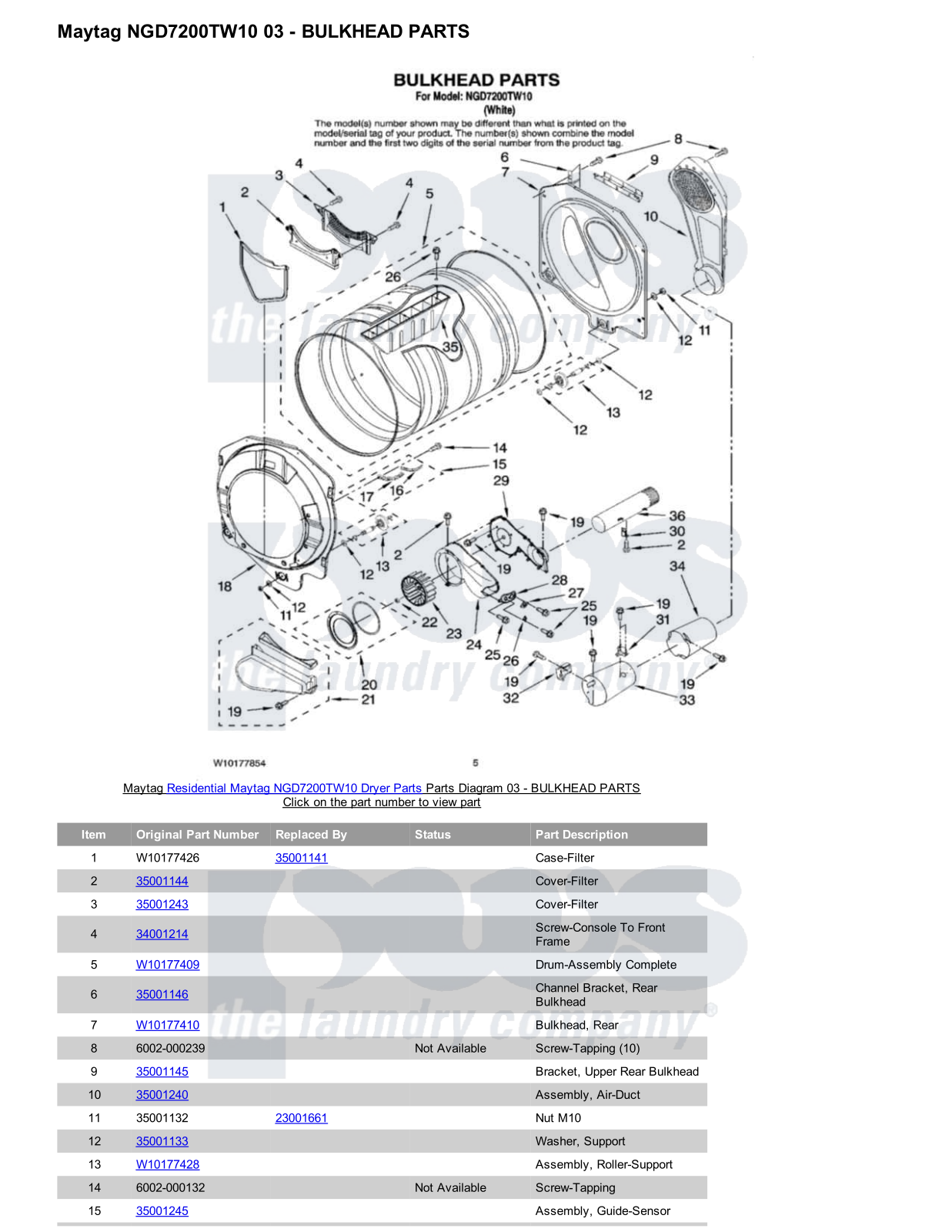 Maytag NGD7200TW10 Parts Diagram