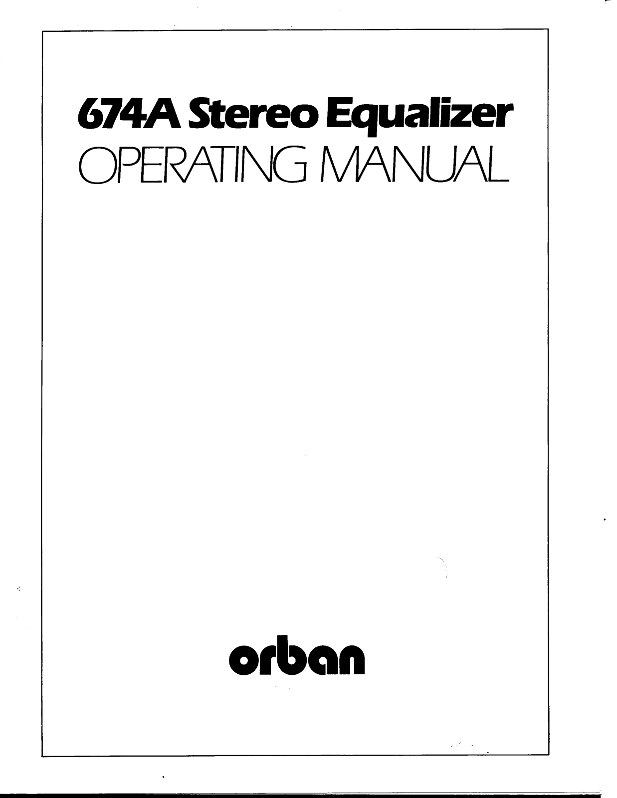 Orban 674A Service manual