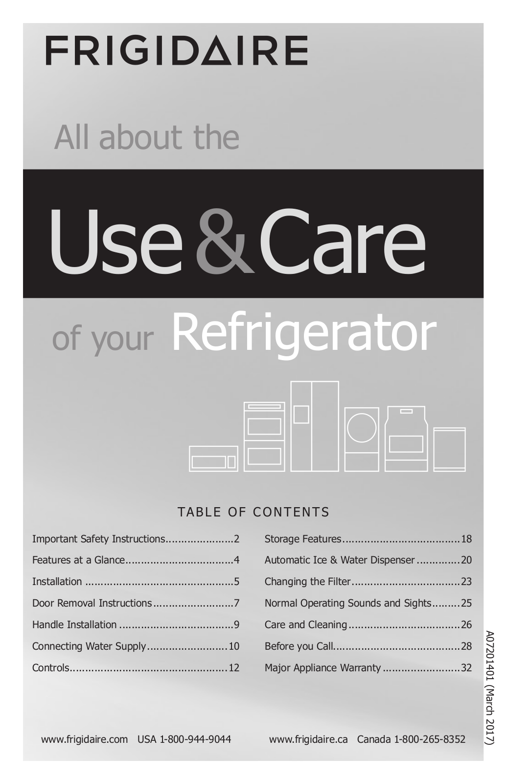 Frigidaire FGSS2635TD5, FGSS2635TD4, FGSS2635TD0, FGSC2335TF5, FGSC2335TF4 Owner’s Manual