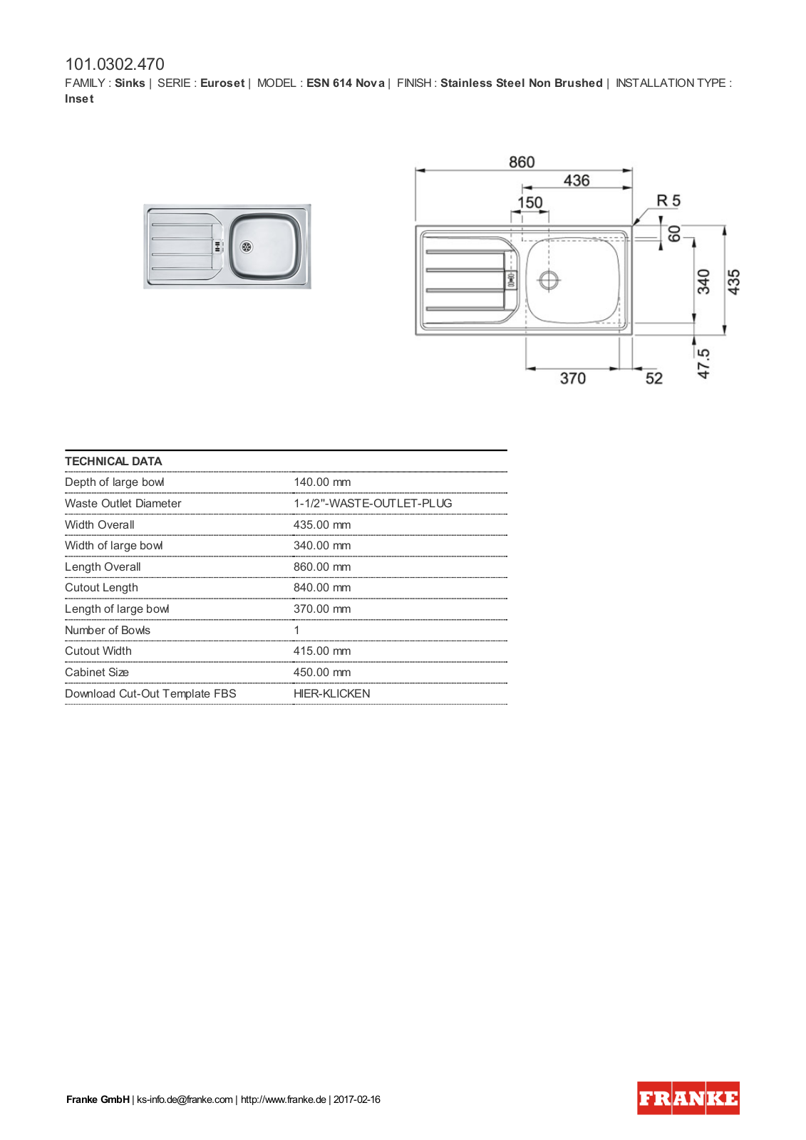 Franke 101.0302.470 Service Manual