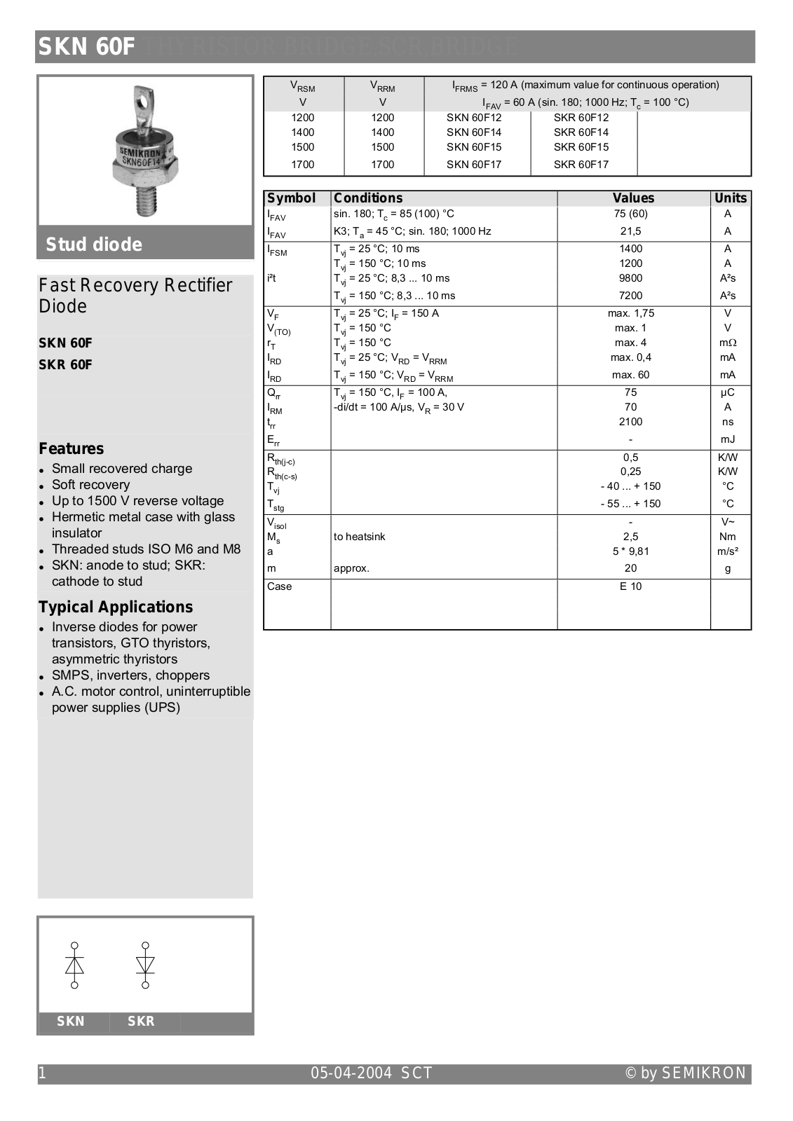 Semikron SKN60F Data Sheet