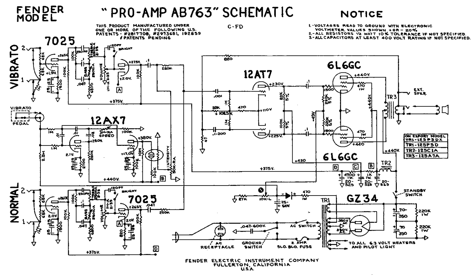 Fender Pro-AB763 Schematic