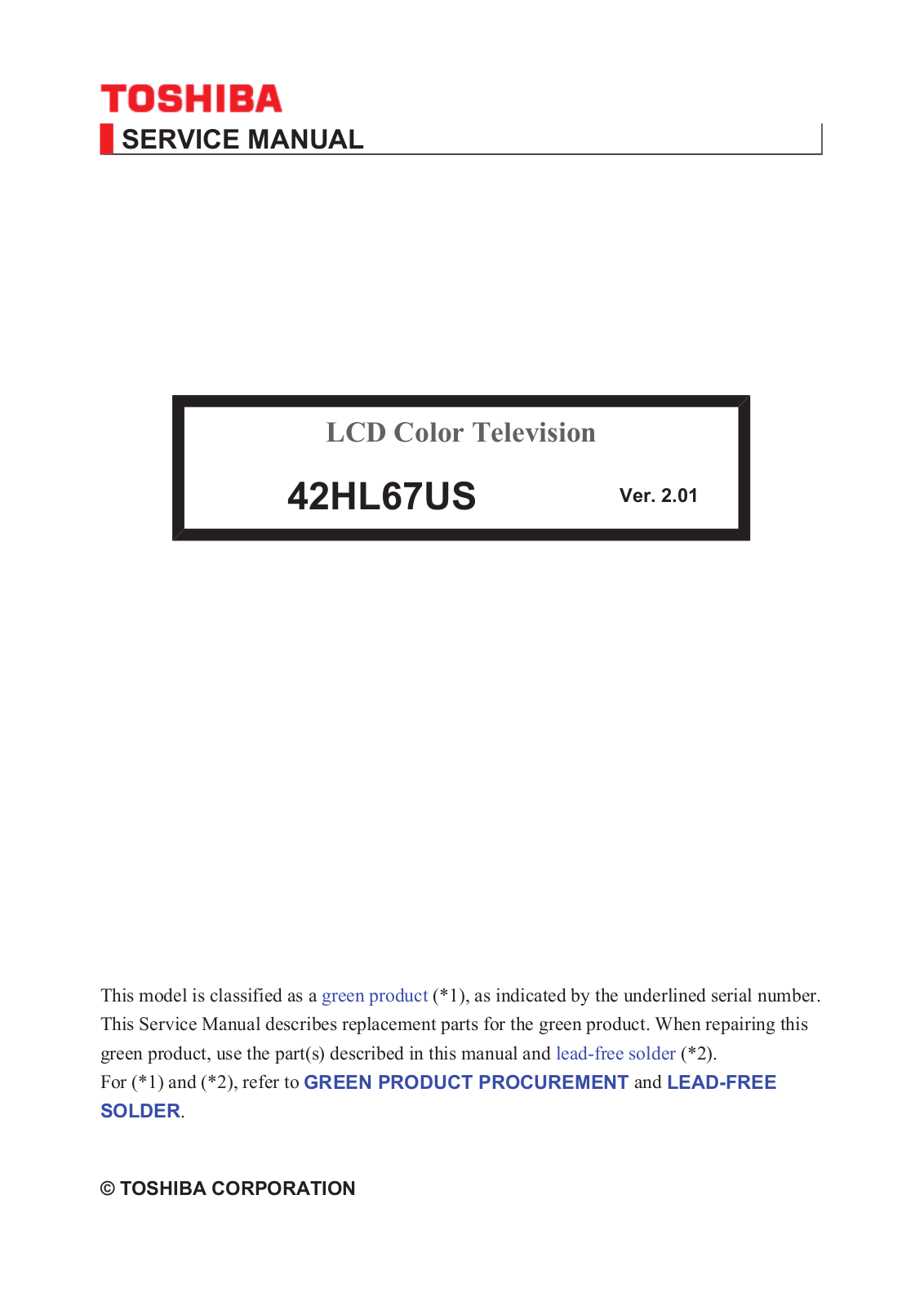 Toshiba 42HL67US Schematic