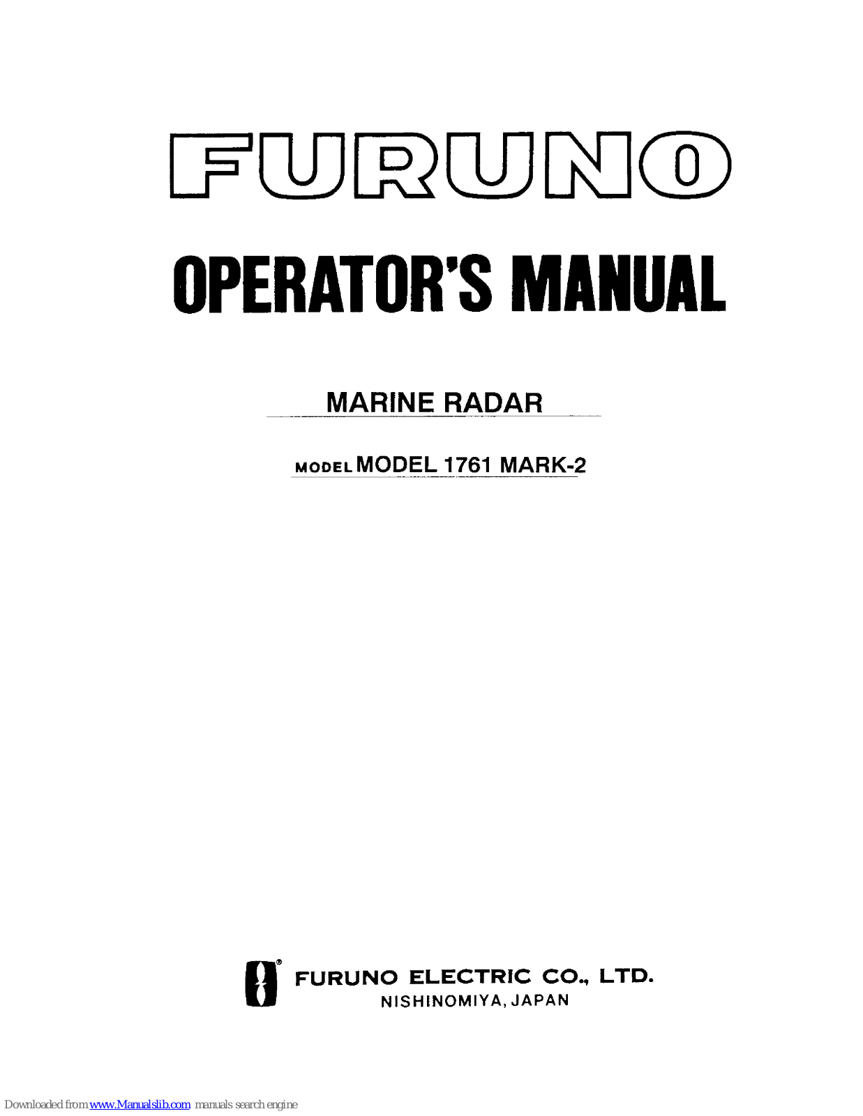 Furuno 1761 Mark-2 Operator's Manual