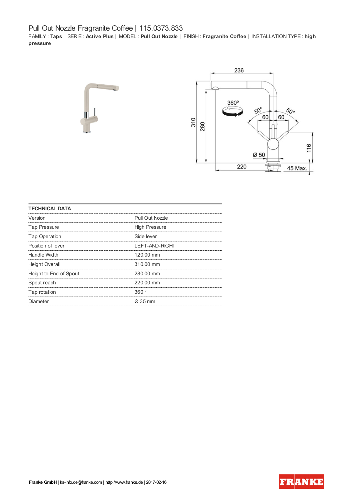 Franke 115.0373.833 Service Manual