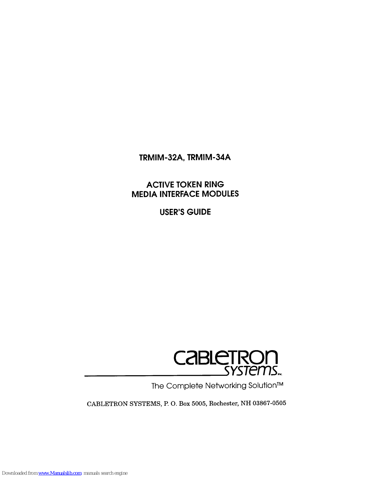 Cabletron Systems TRMIM-32A, TRMIM-34A User Manual