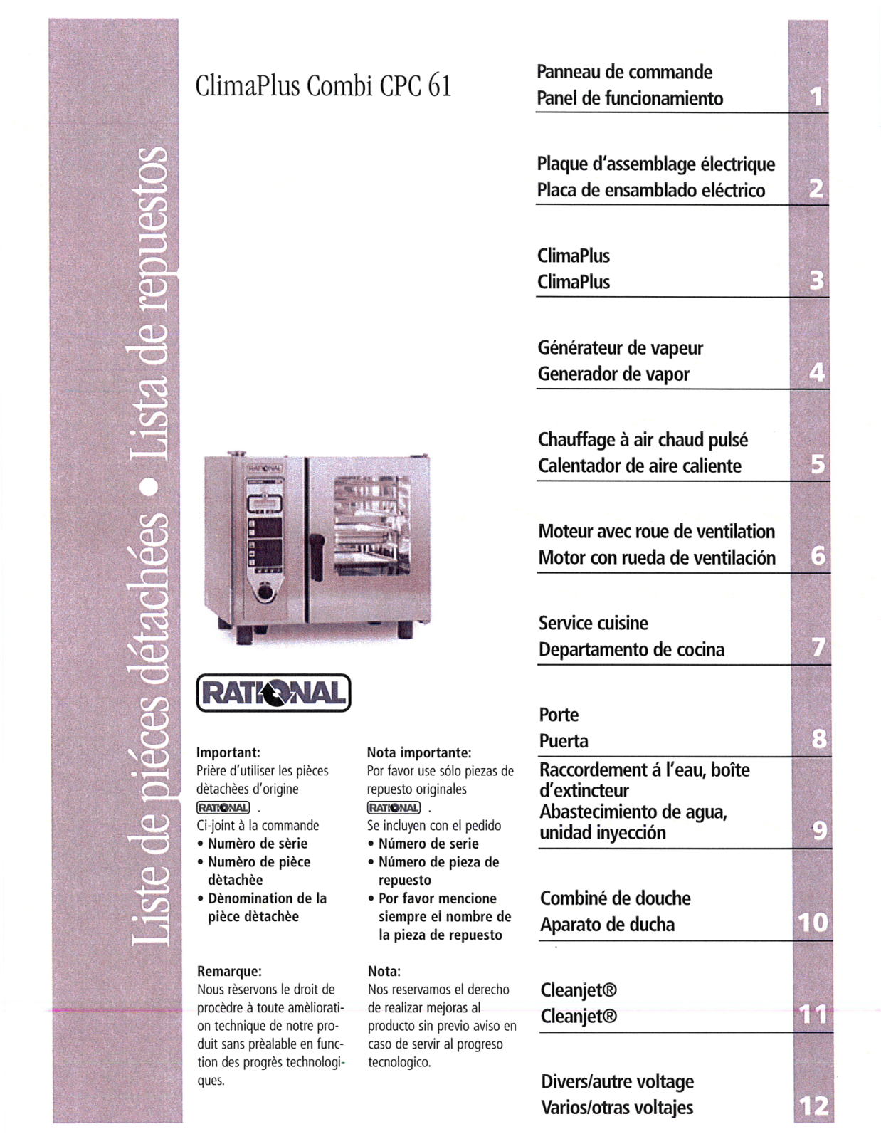 Rational Oven CPC61 Parts List