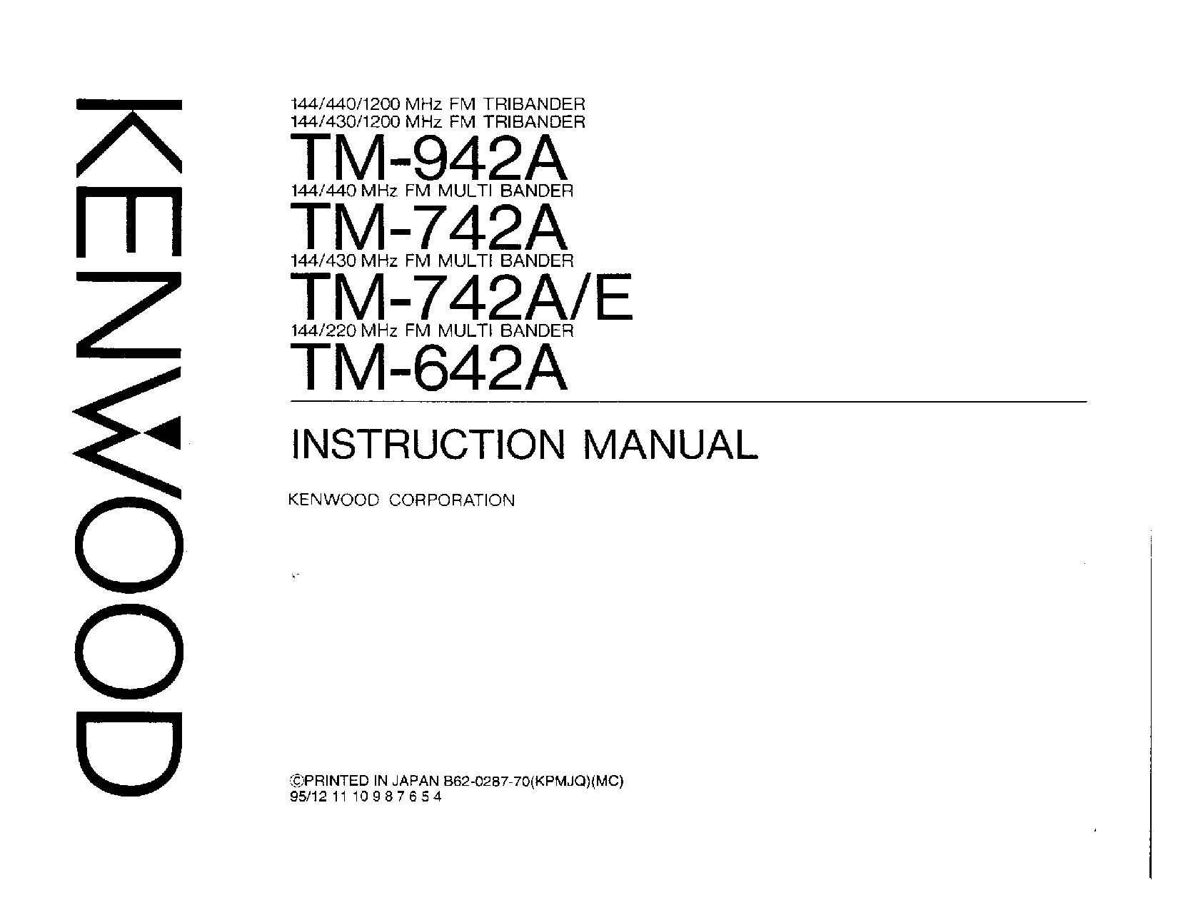 Kenwood TM-642A, TM-742E, TM-742A, TM-942A User Manual