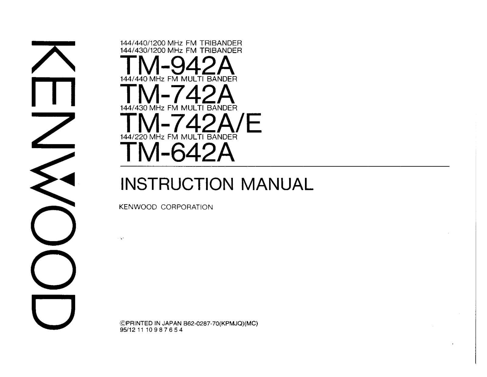 Kenwood TM-642A, TM-742E, TM-742A, TM-942A User Manual