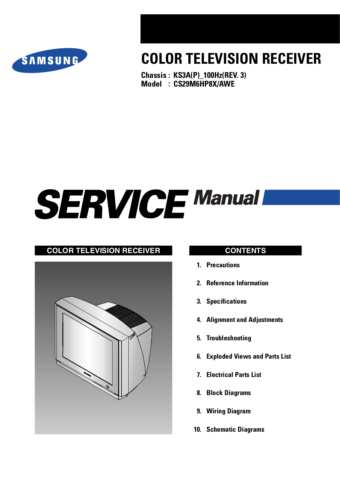 SAMSUNG CS-29M6HP Service Manual COVER