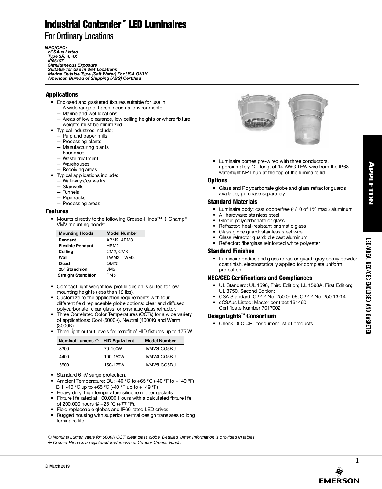 Appleton Industrial Contender™ LED Luminaires Catalog Page