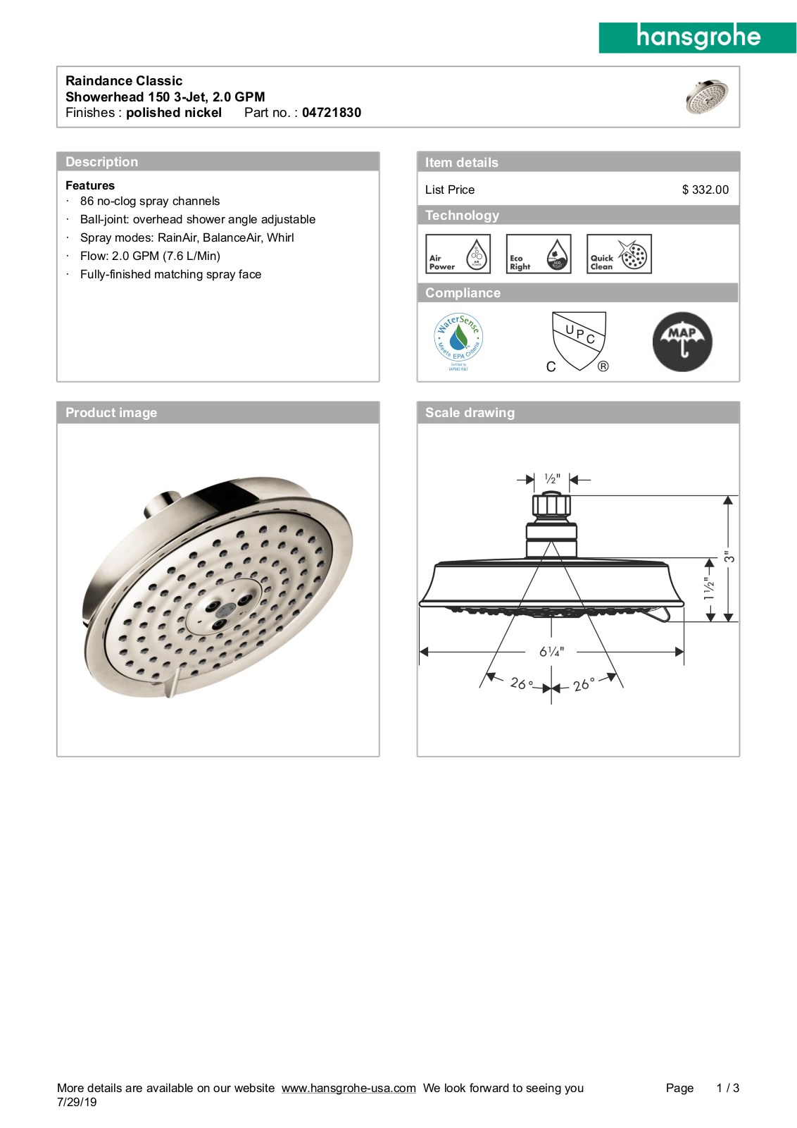 Hansgrohe GCDC1194 Specifications - ManualMachine.com