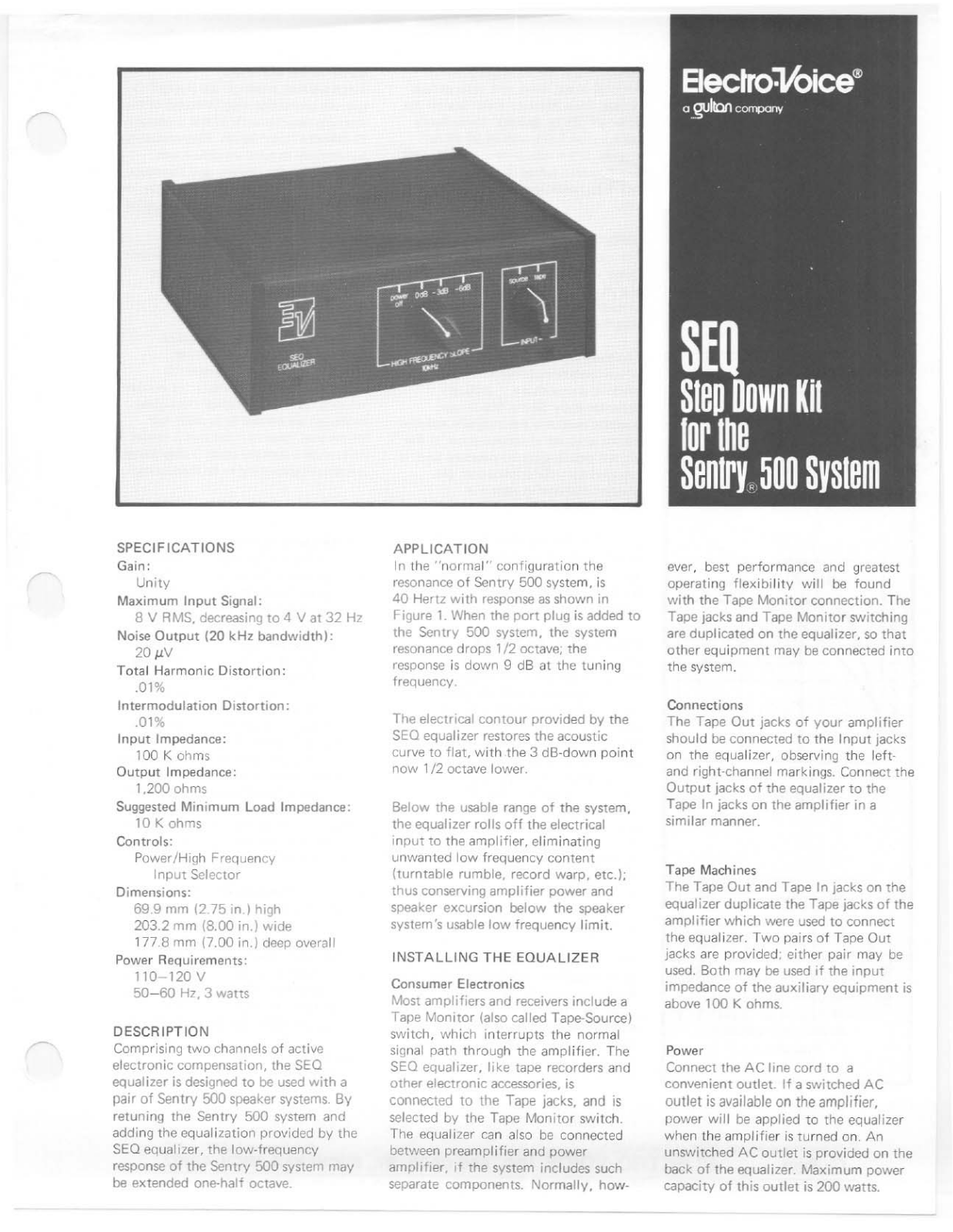 Electro-voice SEQ DATASHEET