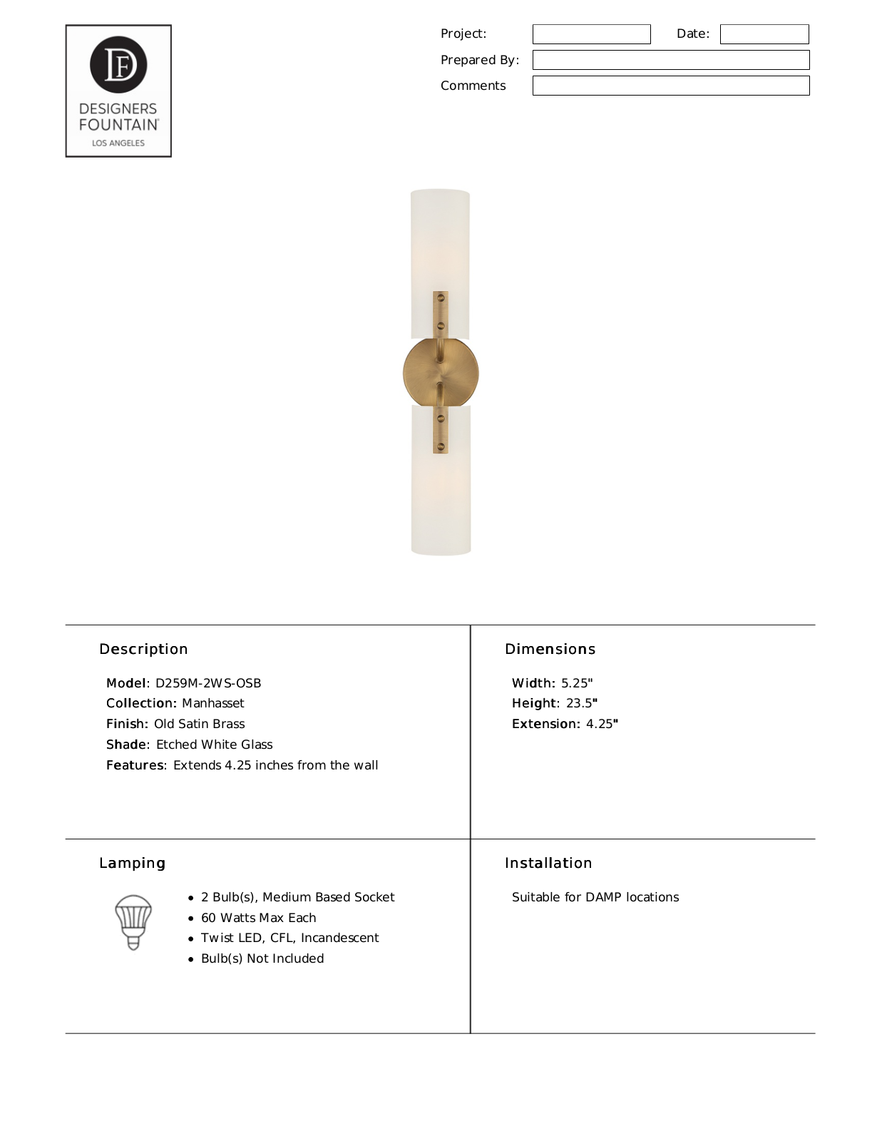 Designers Fountain CBLV1663 Specifications - ManualMachine.com