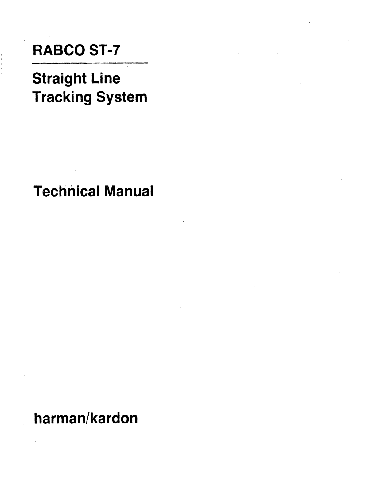 Harman Kardon ST-7-RABCO Service Manual