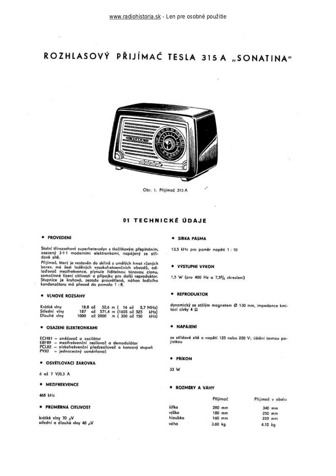 Tesla 315A Sonatina User Manual