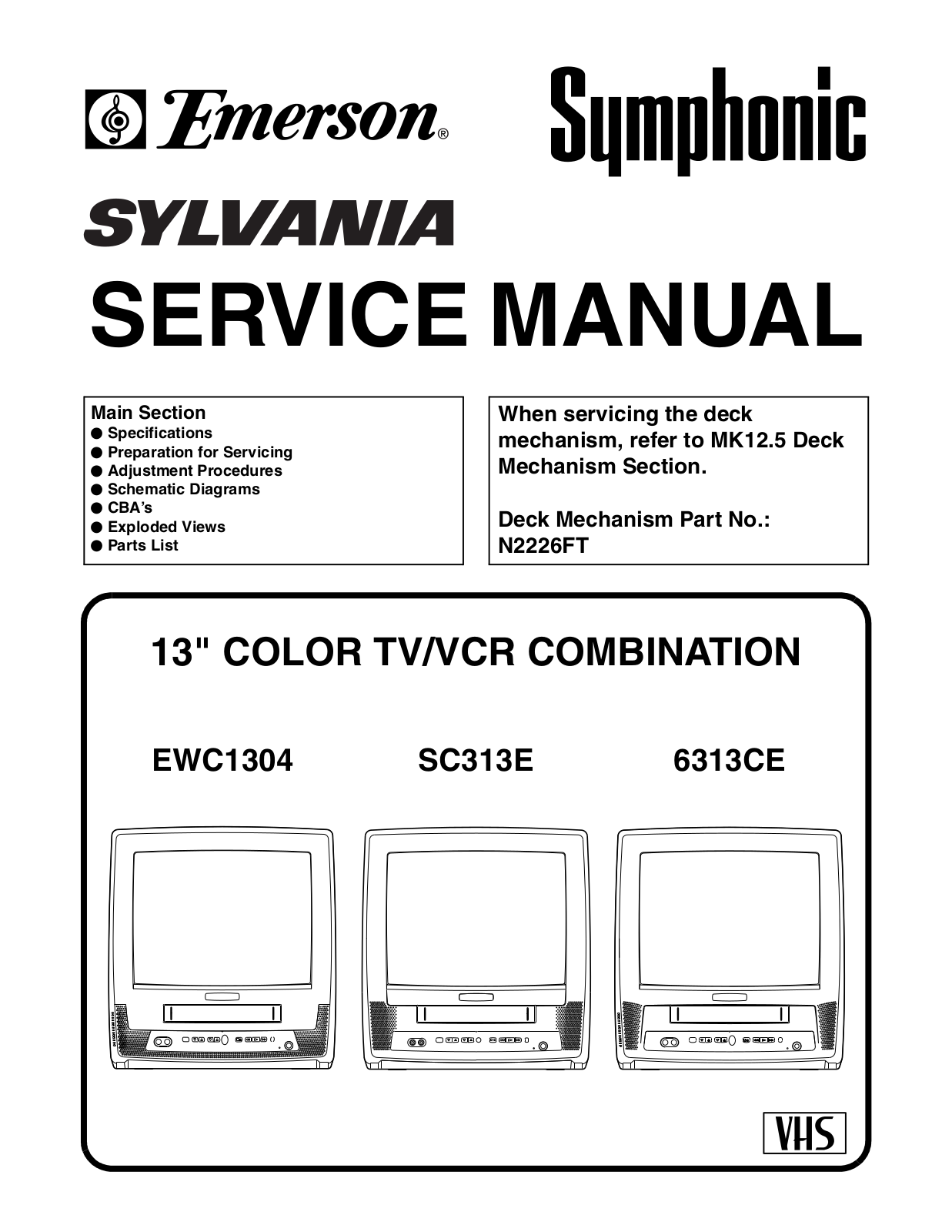 EMERSON EWC-1304, EWC-1304-TV-VCR Service Manual