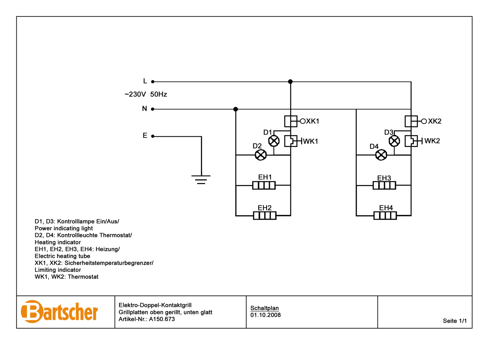 Bartscher A150673 Schematic