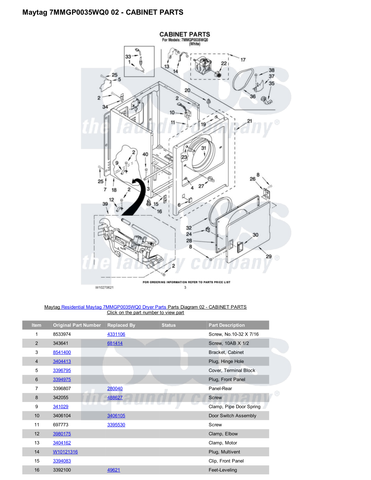 Maytag 7MMGP0035WQ0 Parts Diagram