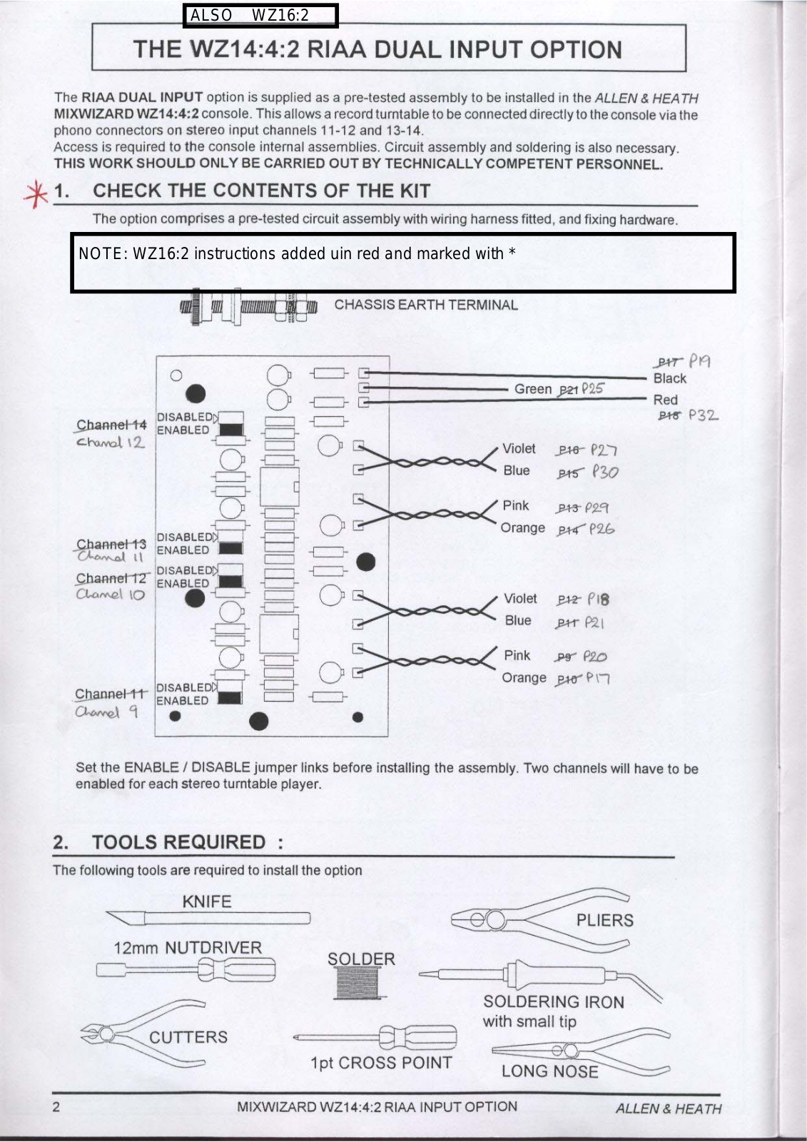 Allen WZ1442 Instruction