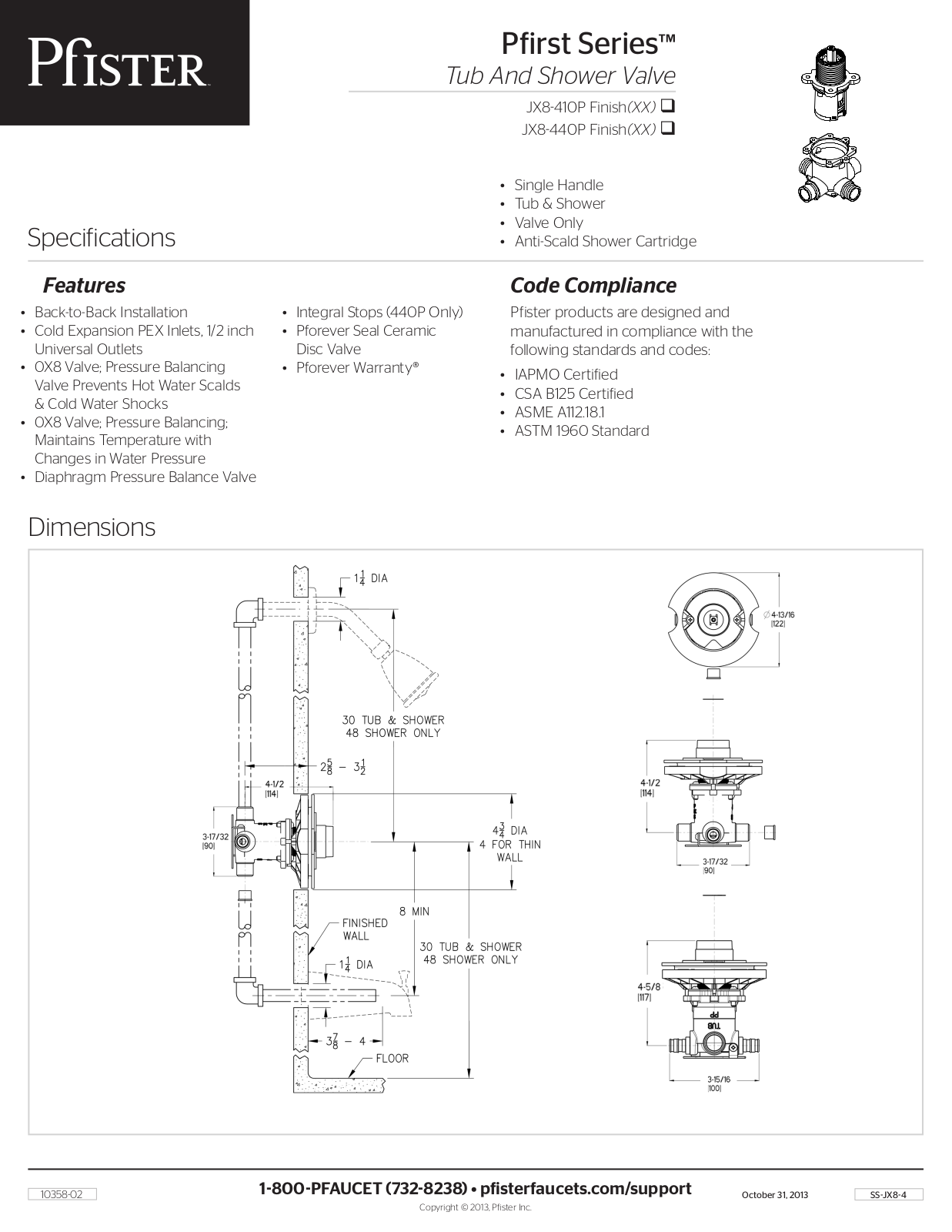 Pfister PPR3118 Specifications - ManualMachine.com