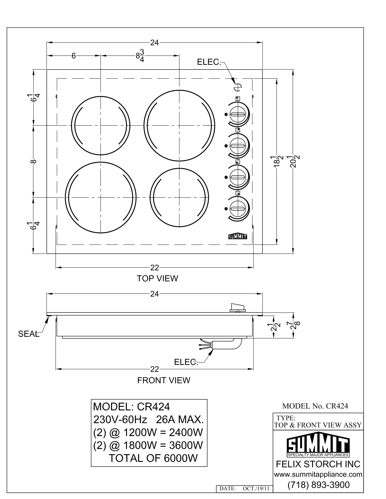 Summit CR424BL, CR424WH User Manual