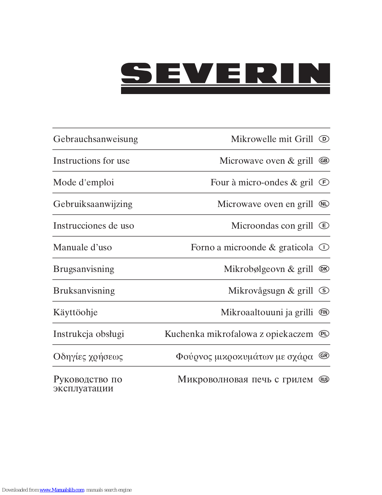 SEVERIN MW 7847 - FOUR A MICRO-ONDES, MW 7847 Instructions For Use Manual