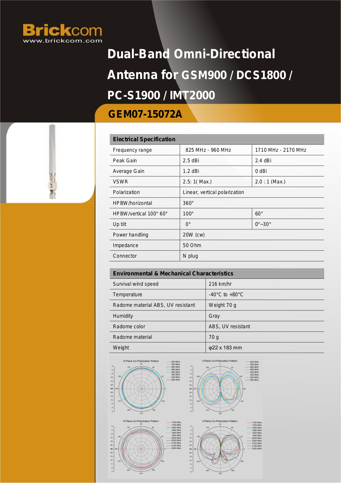 Brickcom GEM07-15072A Specsheet - ManualMachine.com