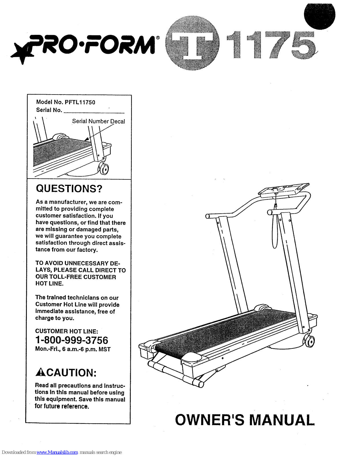 ProForm 117, T1175, PFTL11750 User Manual