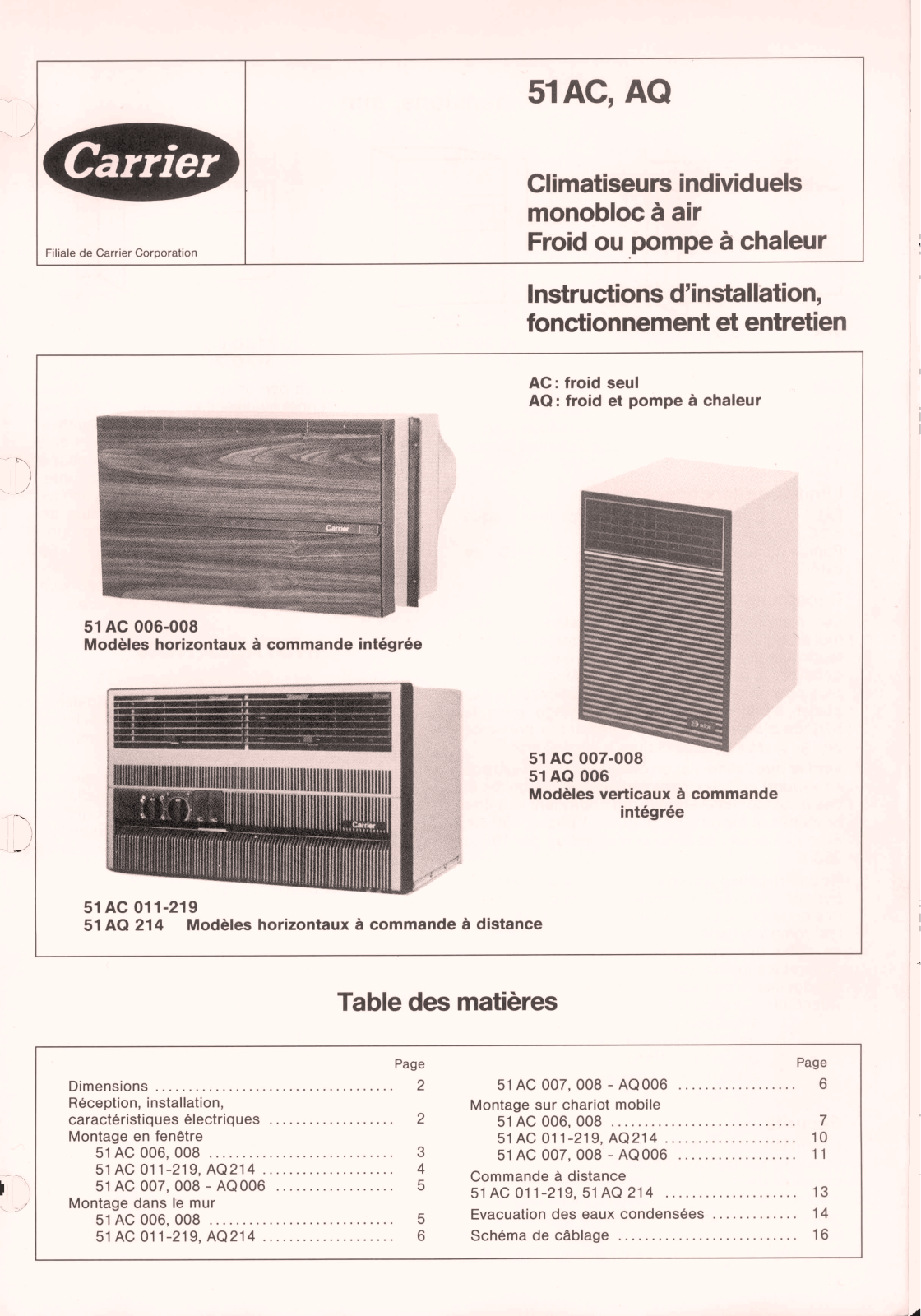 Carrier 51AQIOM, 51ACIOM User Manual