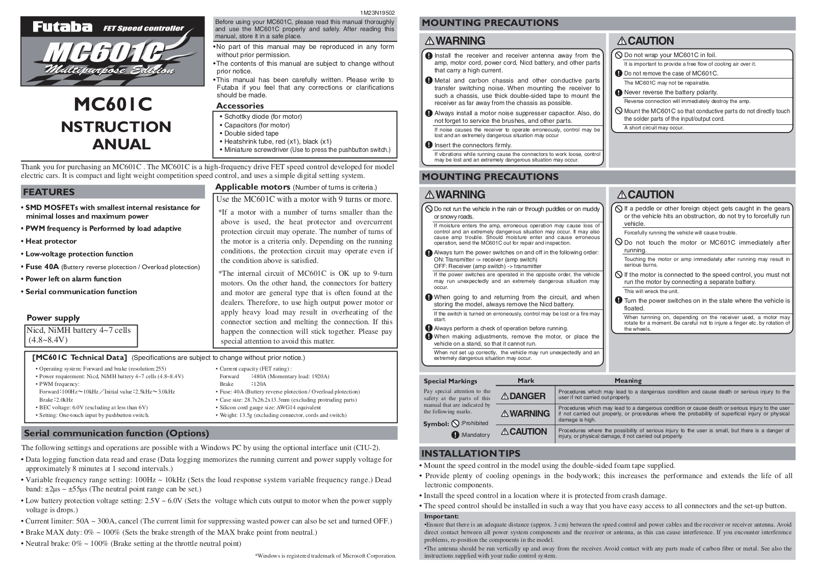 Futaba MC601C User Manual