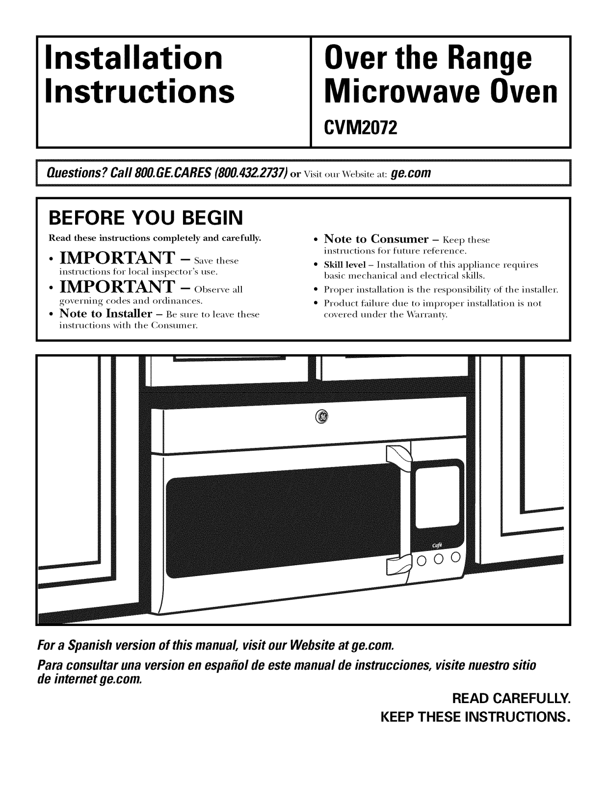 GE CVM2072SM1SS, CVM2072SM2SS, CVM2072SM3SS Installation Guide - ManualMachine.com