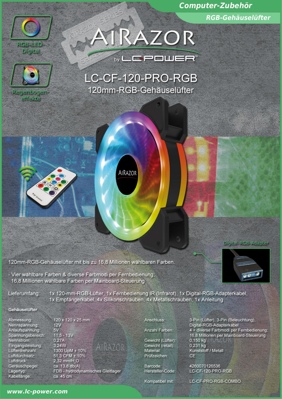 LC-Power LC-CF-120-PRO-RGB User Manual