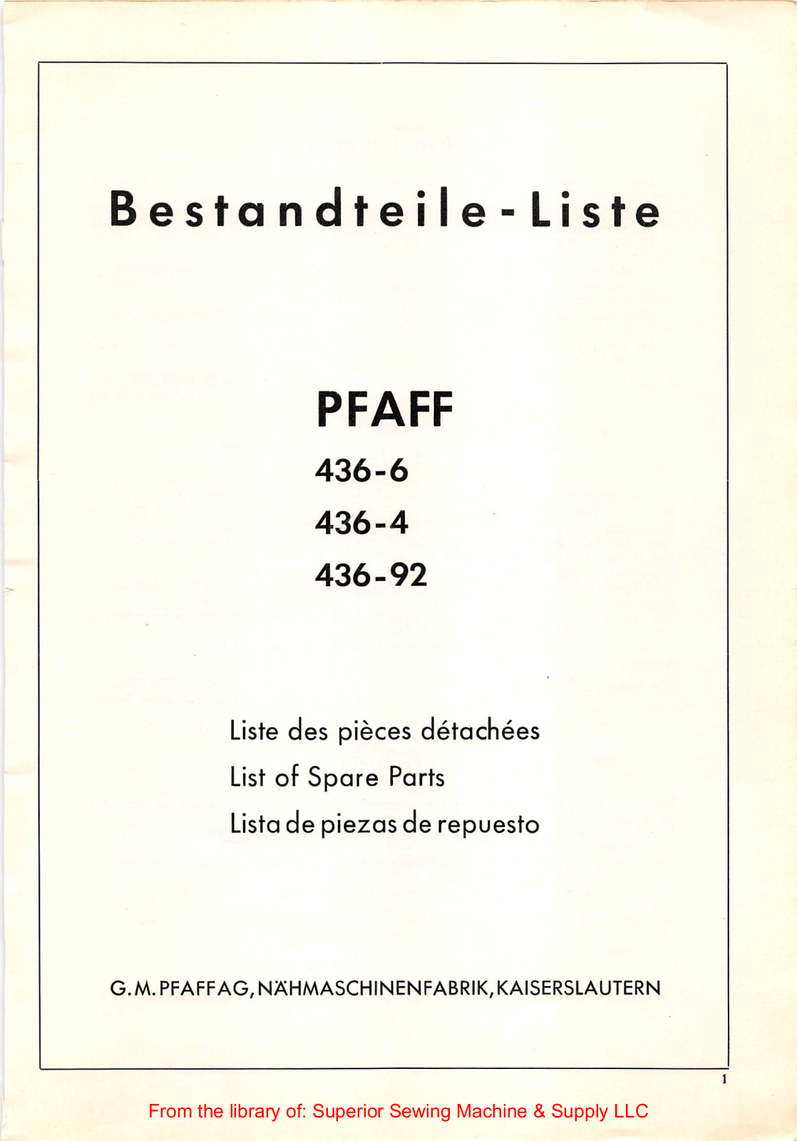 Pfaff 436-6, 436-4, 436-92 User Manual - ManualMachine.com