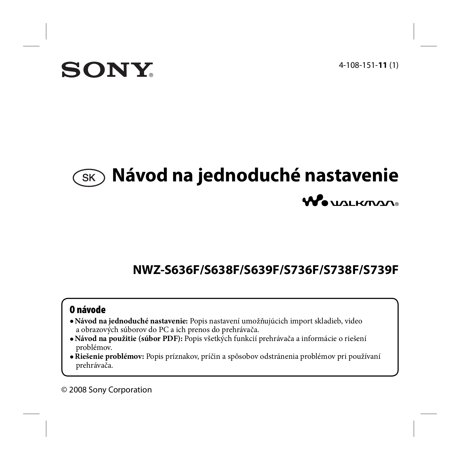 Sony NWZ-S638F, NWZ-S738F, NWZ-S736F User Manual