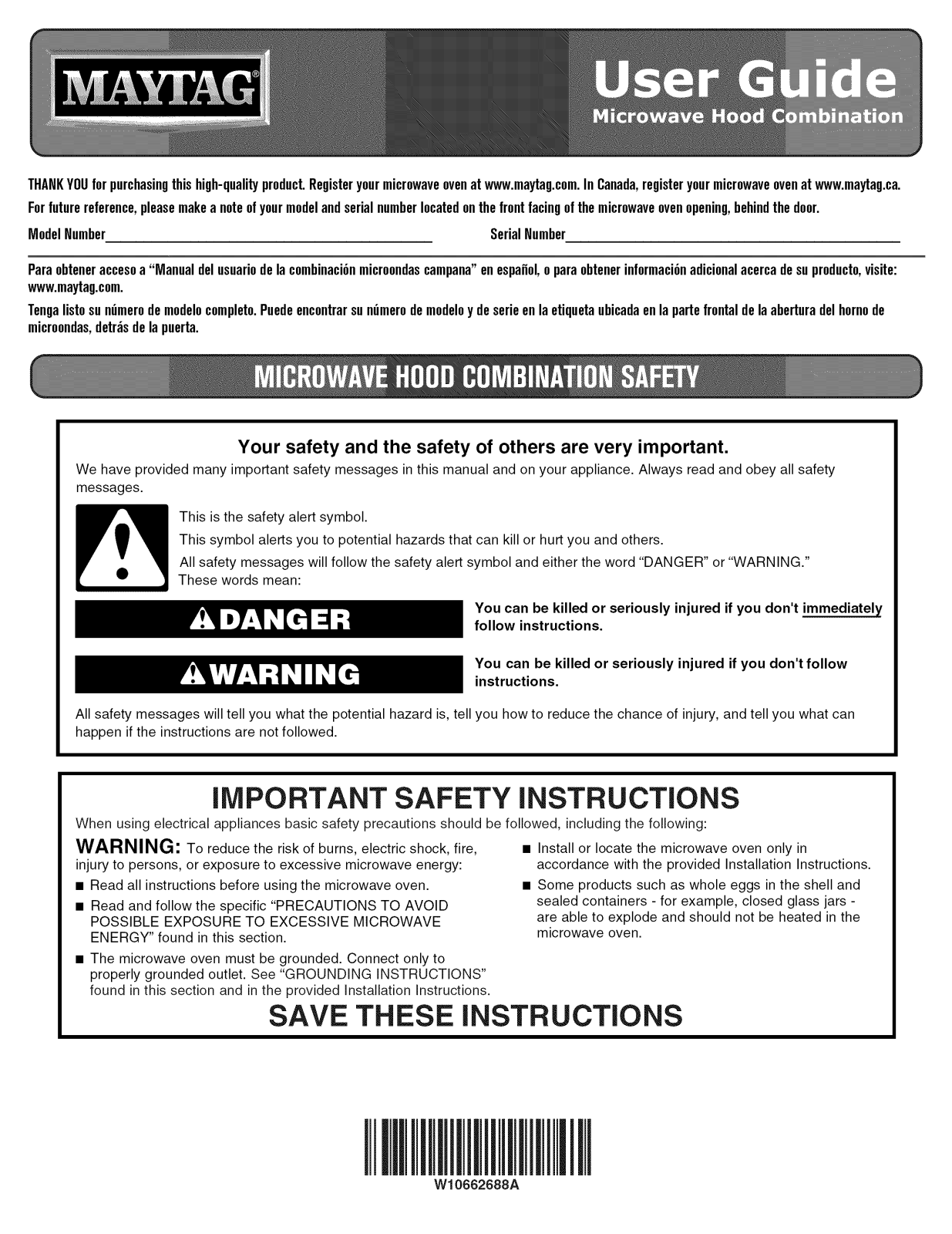 Maytag YMMV6190DS0 Owner’s Manual