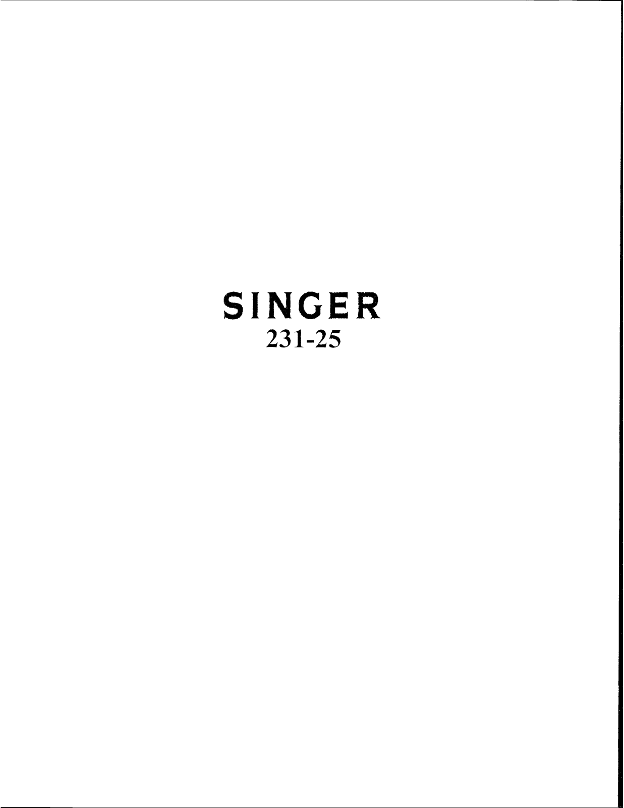 Singer 231-25 User Manual