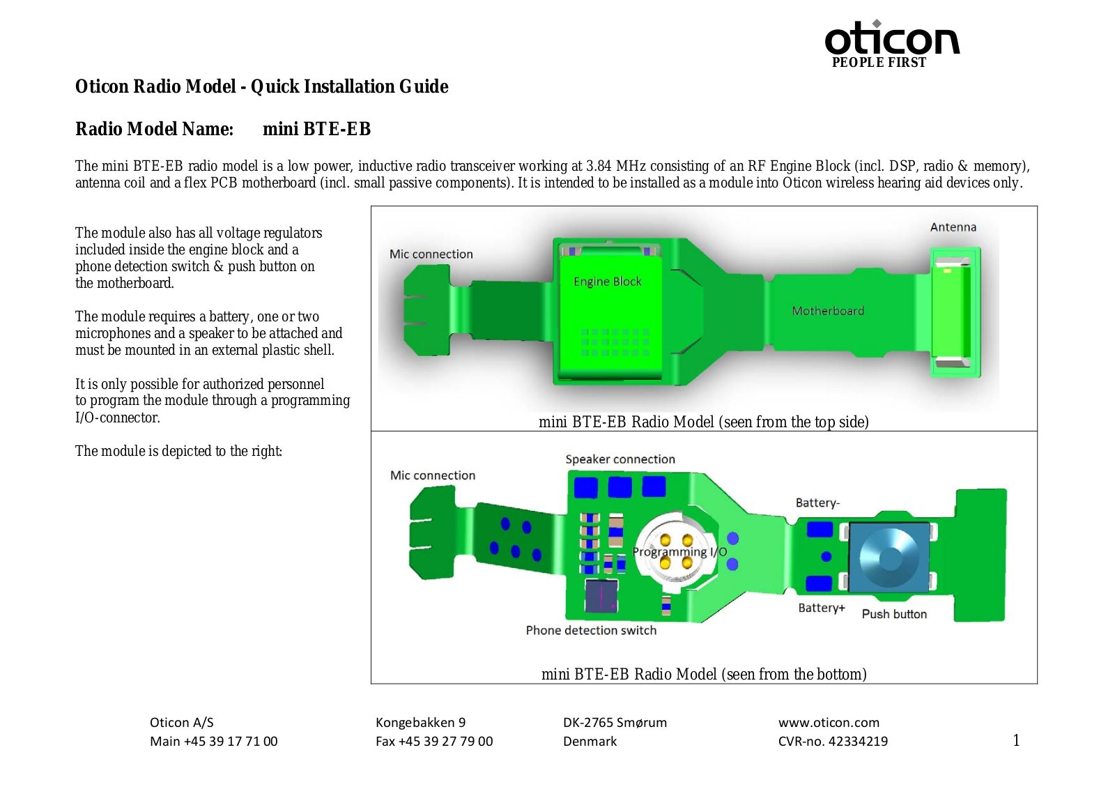 Oticon A S EBBTE01 Installation guide