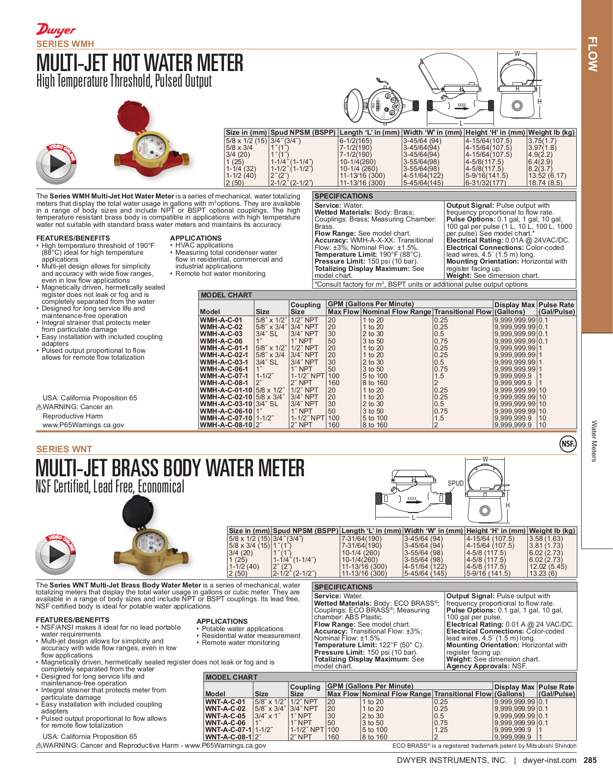 Dwyer Instruments SERIES WMH Catalog Page