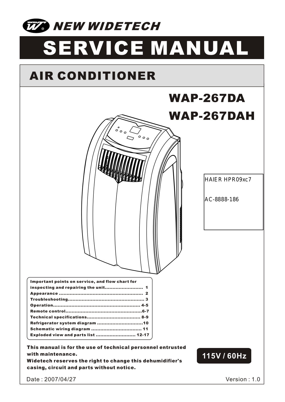 Haier Hpr09xh7 Owner's Manual