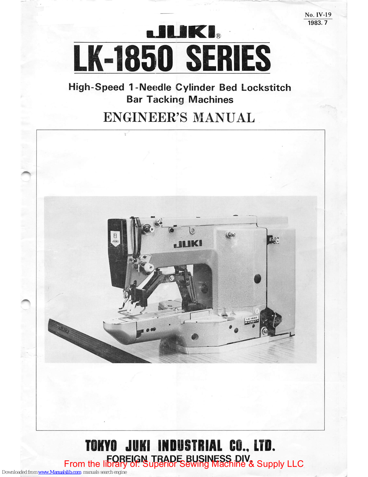 JUKI LK-1852-5, LK-1854-40, LK-1854-10, LK-1854-6, LK-1852-3 Engineer's Manual - ManualMachine.com