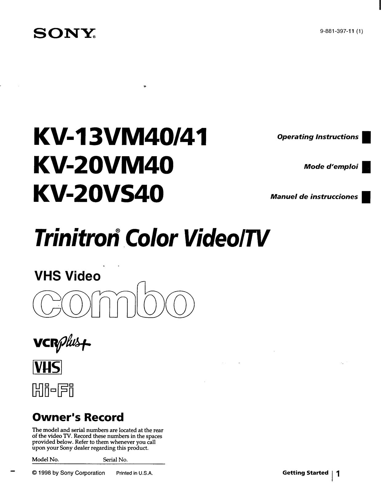 Sony KV-13VM40, KV-13VM41, KV-20VM40, KV-20VS40 Operating Instruction