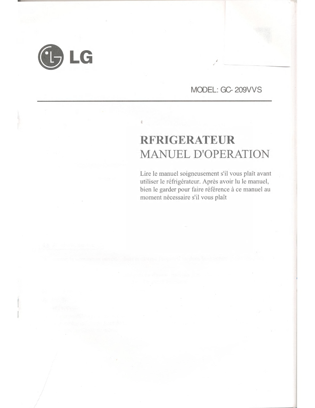 LG GC-209VW User manual