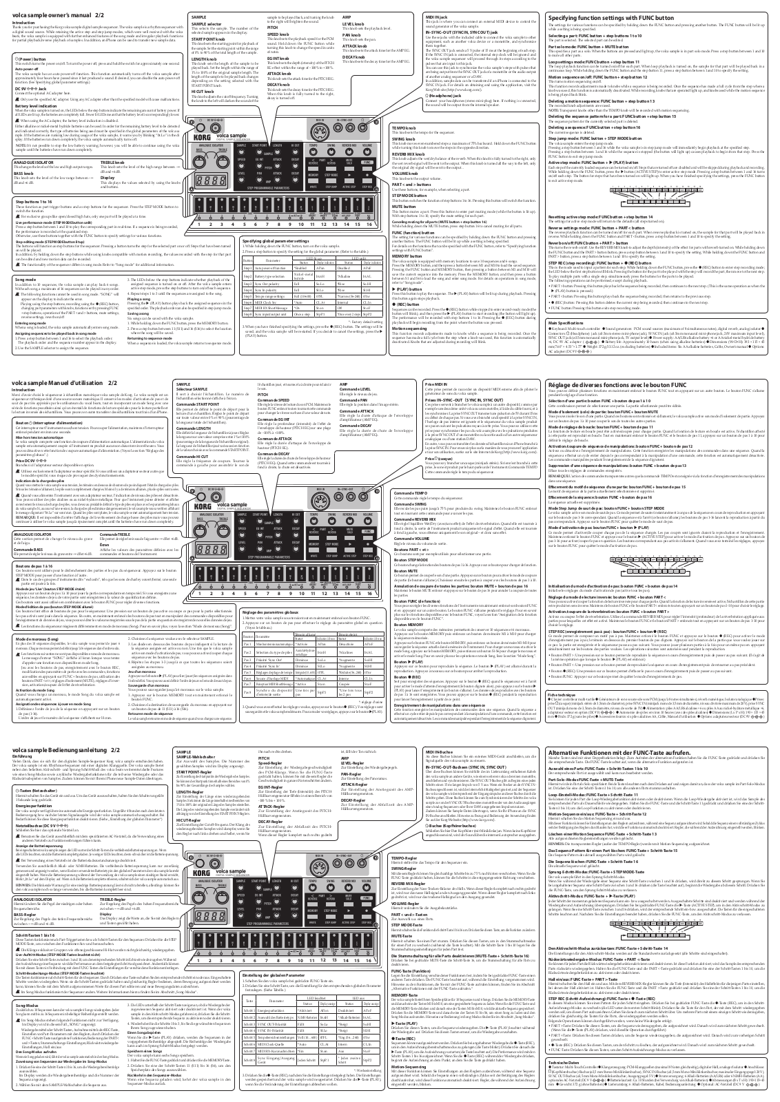 Korg Volca Sample User Manual