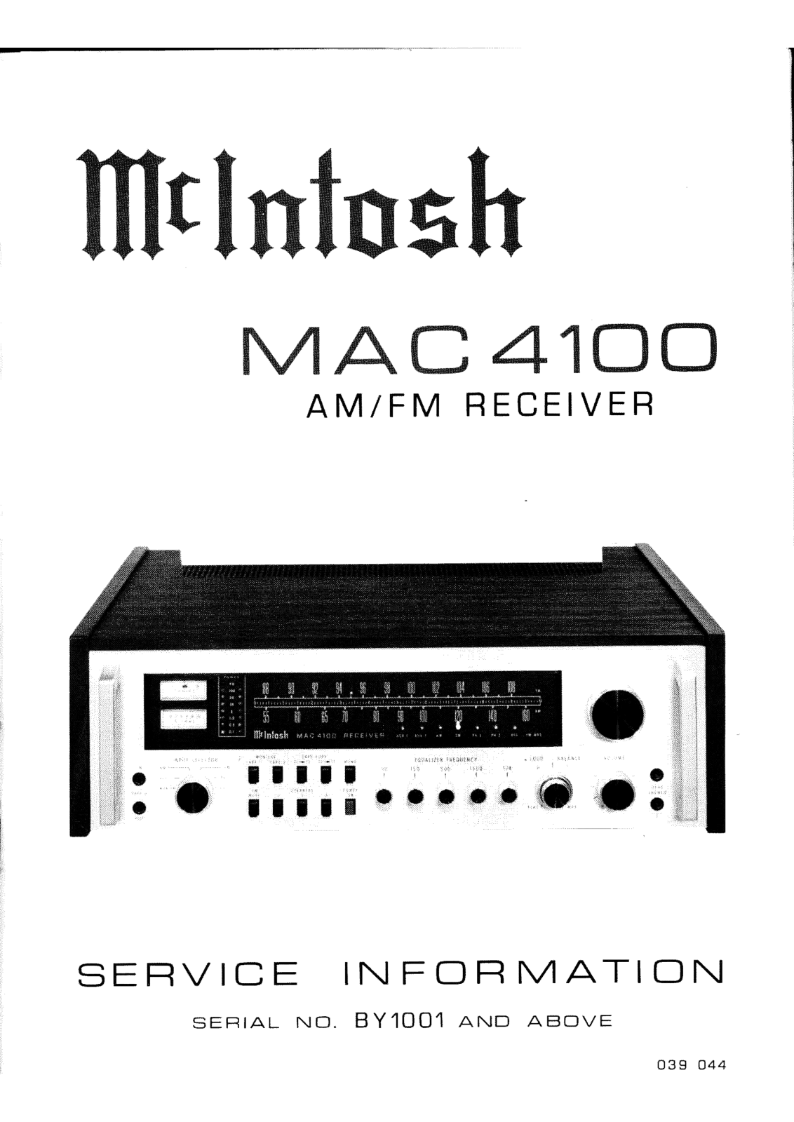 McIntosh MAC-4100 Service manual