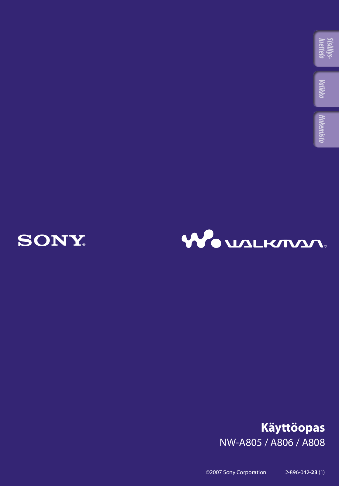 Sony NW-A805, NW-A808 User Manual