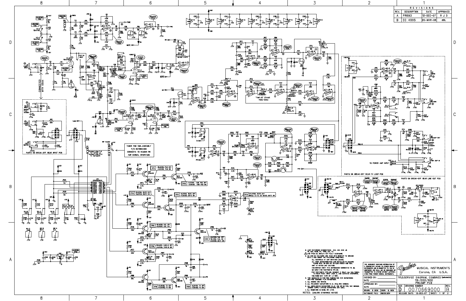 Fender TB-1200, TB-600 Schematic