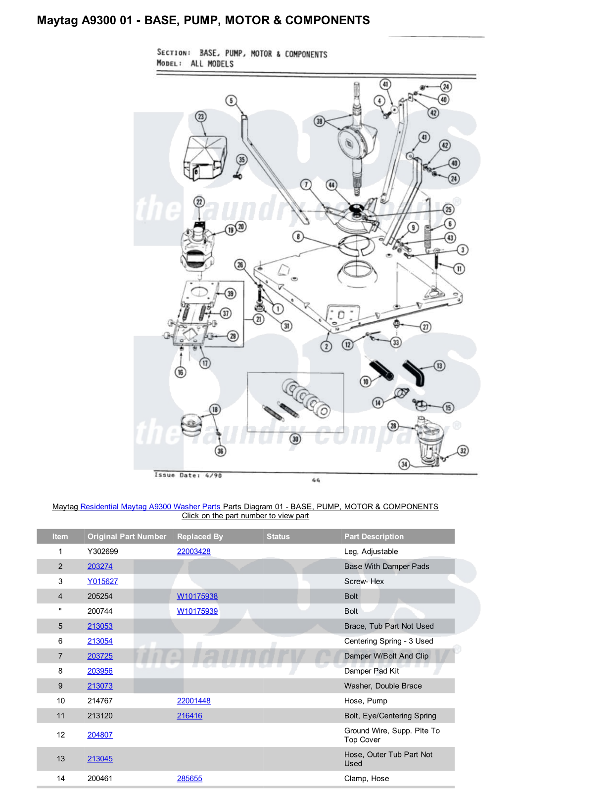 Maytag A9300 Parts Diagram